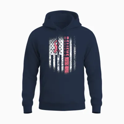 Breast Cancer Believe Breast Cancer Awareness Unisex Hoodie - Navy