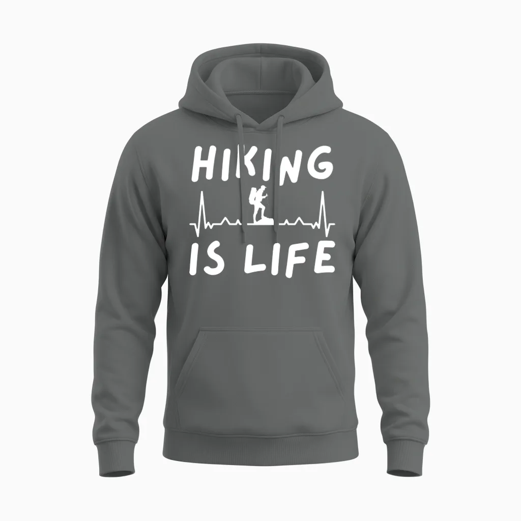 Hiking Is Life & Outdoors Unisex Hoodie in Graphite Heather