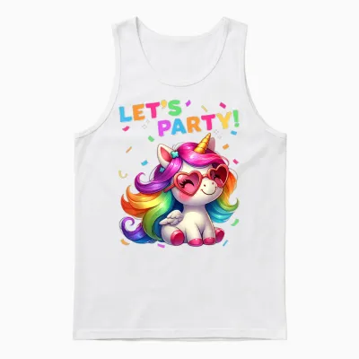 Unicorn Party Outfit Women Men Boys Girls Unicorn T-Shirt, Black Unisex Tank Top - White