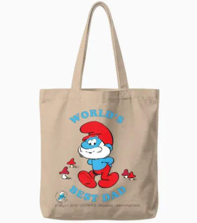 Smurfs Design World's Best Dad Tote Bags - Natural