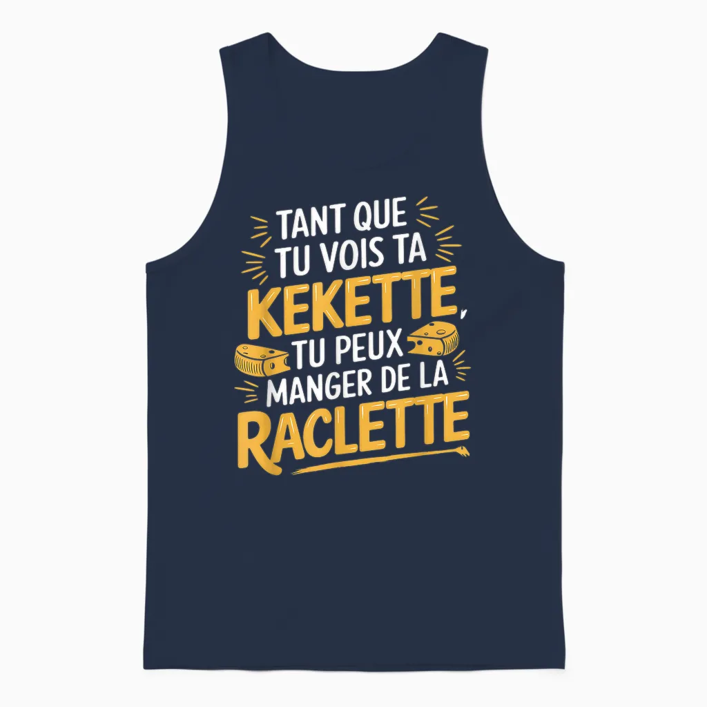 Raclette Fan Men's Father's Day Original Humour T-Shirt, Black, S Unisex Tank Top in Navy