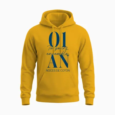 Idée Cadeau Couple 1 an De Mariage - Noces De Coton Unisex Hoodie - Gold