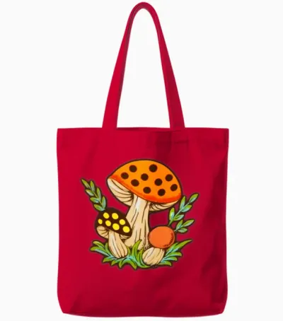 Merry Mushrooms 70s Kitchen Tote Bags - Red