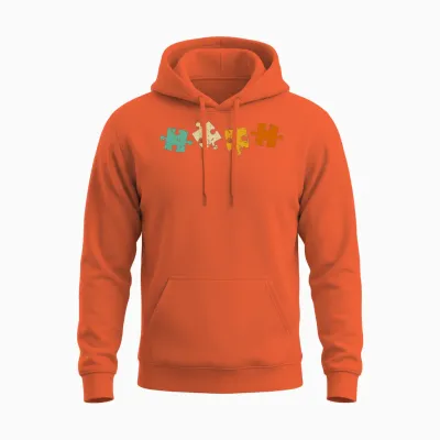 Retro Puzzle Pieces Unisex Hoodie - Orange
