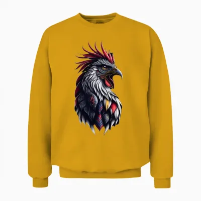 Beautiful Black Rooster Design. Cool Rooster Unisex Sweatshirt - Gold