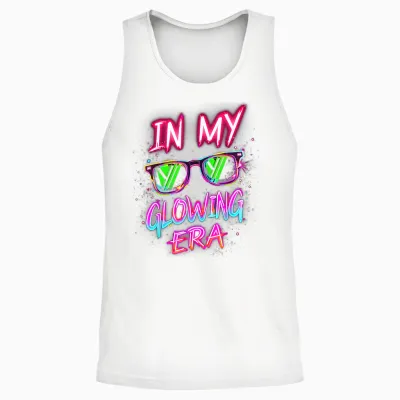 In My Glowing Era Groovy Colorful Bright Unisex Tank Top - White