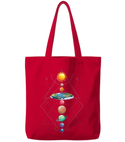 Solar System Flat Earth I Love My Planet Space Tote Bags - Red