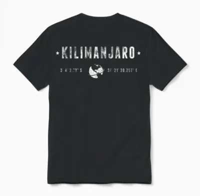 Kilimanjaro Tanzania Coordinates Globe Unisex T-Shirt - Black