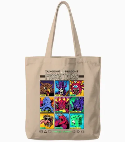 Dungeons & Dragons Wizards of the Coast Monster Select Menu Tote Bags - Natural