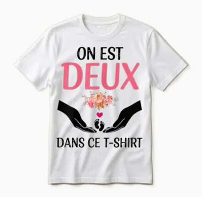 Pregnancy Announcement One Is Two in This Unisex T-Shirt - White