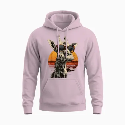 Girafe Avec Lunettes De Soleil Wildlife Safari Girafe Amoureux Des Animaux Unisex Hoodie - Light Pink