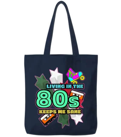 1980 80s Retro Tote Bags - Navy