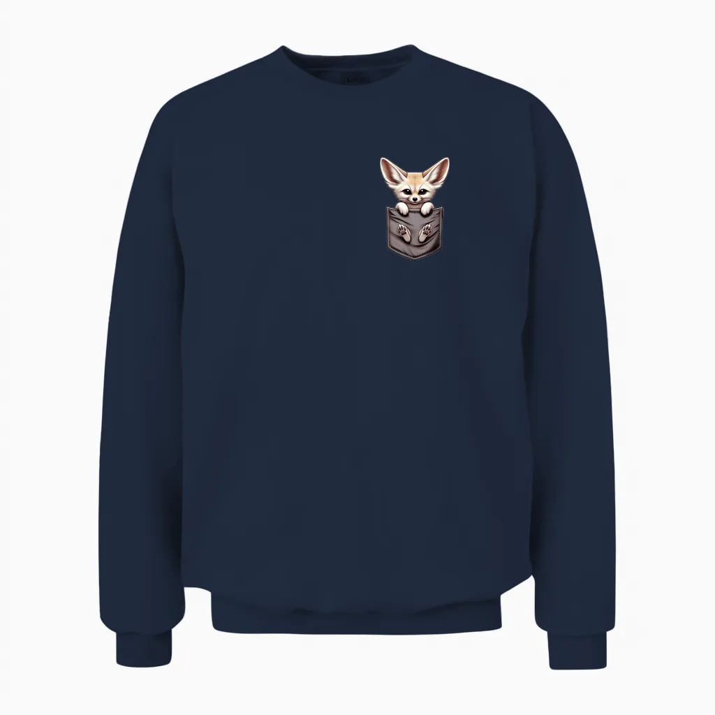 Pocket Fennec Foxes Lover Fenec Fox Animal Art Wild Animals Unisex Sweatshirt in Navy