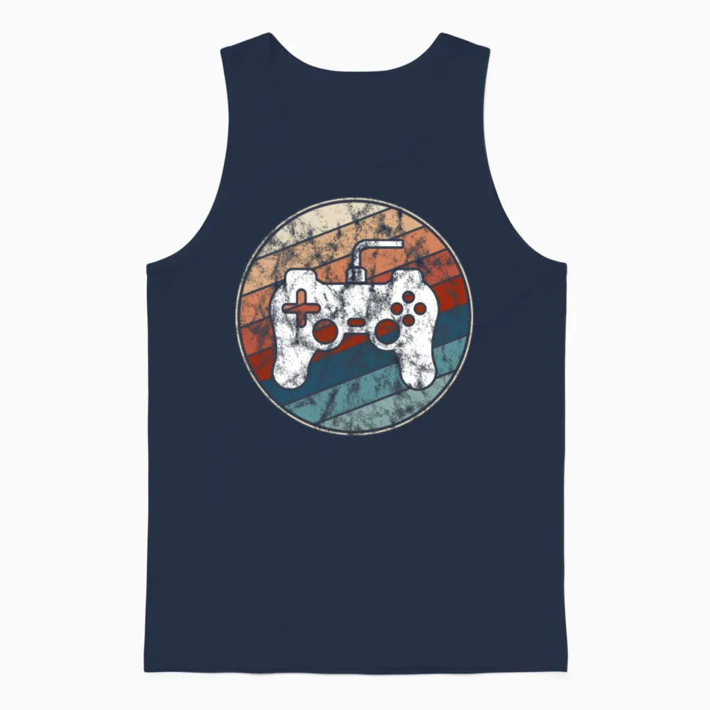 Retro Game Controller Unisex Tank Top in Navy