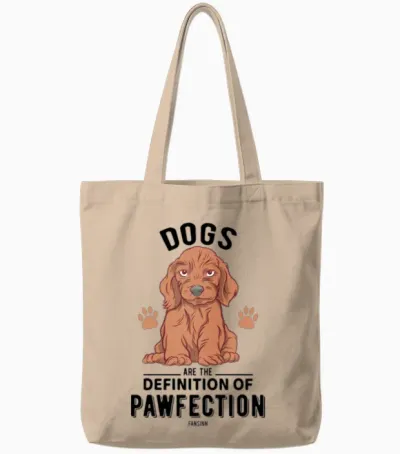 Cute Dog Tote Bags - Natural