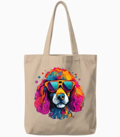 Wasserfarben Farbenfroher Pudel Hunde Tote Bags - Natural