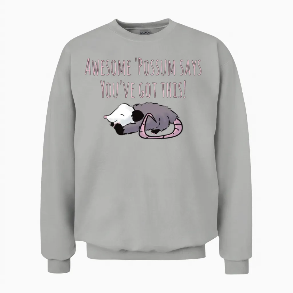 Cute Possum Design for Shirts, Stickers Awesome Unisex Sweatshirt - Ash