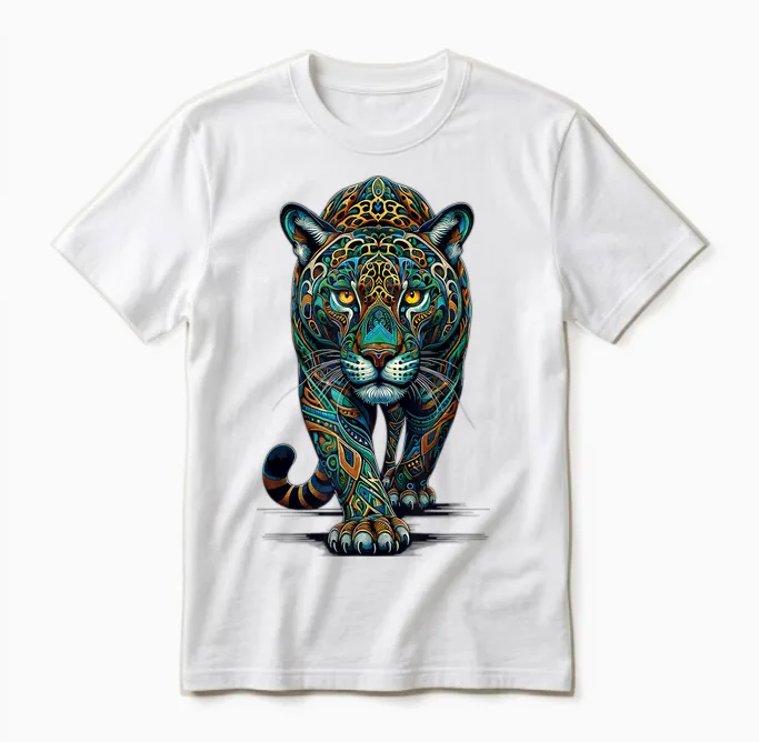 Mandala Art Jaguar Jaguars Zoo Unisex T-Shirt in White