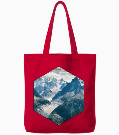 Hexagon Mountains Tote Bags - Red