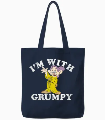 Disney Snow White & the Seven Dwarfs Dopey I'm with Grumpy Tote Bags - Navy