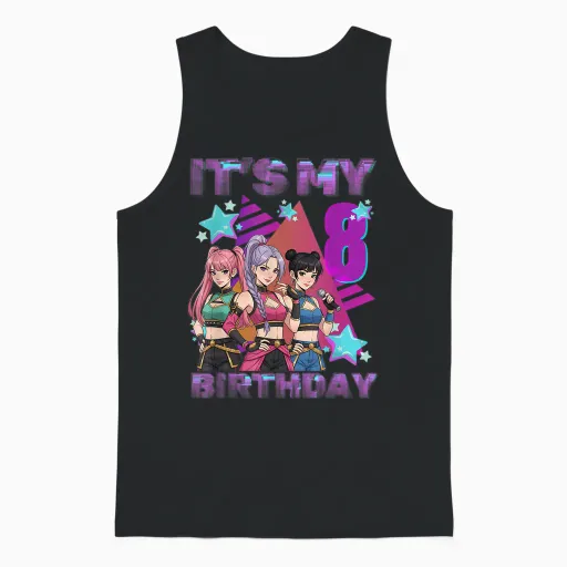 8 Years Birthday K Pop Kids 8th Birthday Girl K-Pop Unisex Tank Top - Black
