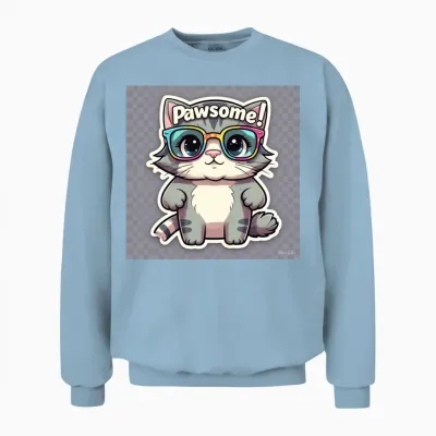Funny Cat Lover T Shirt , Kitty Meme Tee for Cat Unisex Sweatshirt - Light Blue