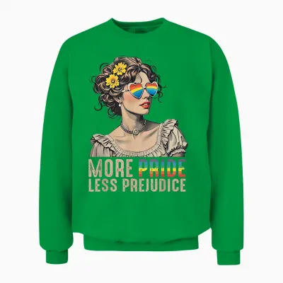 Lgbt Equal Rights More Pride Less Prejudice Rainbow Lgbtq Unisex Sweatshirt - Irish Green