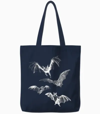 Grunge 90er Jahre Fliegende Fledermäuse Retro Grafik Neuheit Tote Bags - Navy