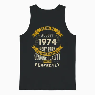 August 1974 Vintage Birthday Present Unisex Tank Top - Black