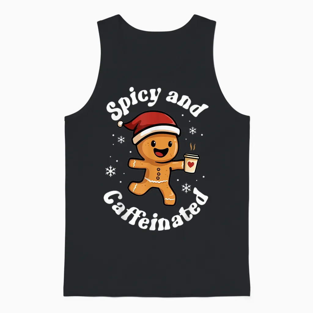 Spicy and Caffeinated Coffee Women Gingerbread Christmas Unisex Tank Top in Black