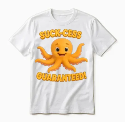 Suck-Cess Guaranteed Funny Octopus Unisex T-Shirt - White
