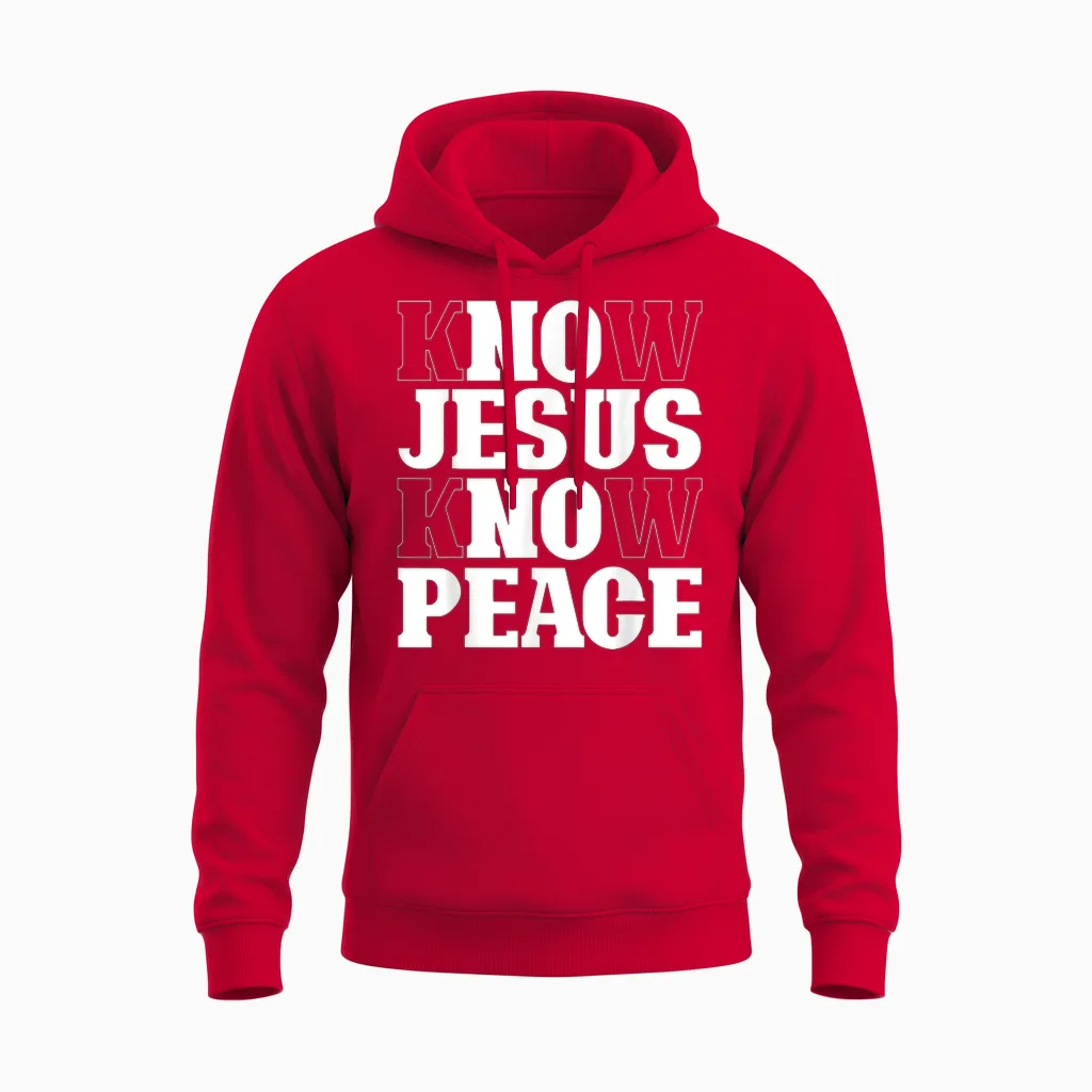 Know Jesus Know Peace Religion God Church Christian Gifts Unisex Hoodie in Red