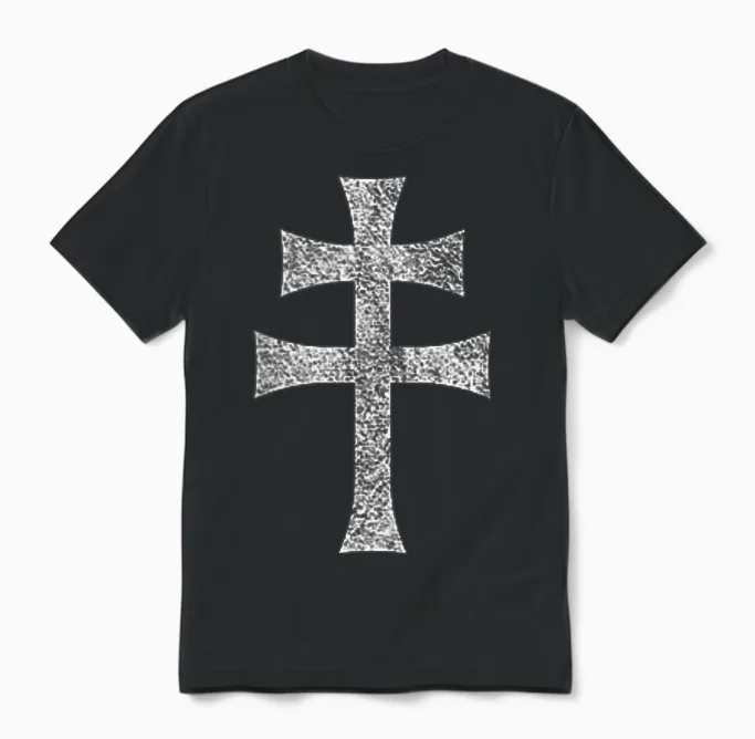 Cross of Lorraine Anjouu Patriarchal Cross Unisex T-Shirt in Black
