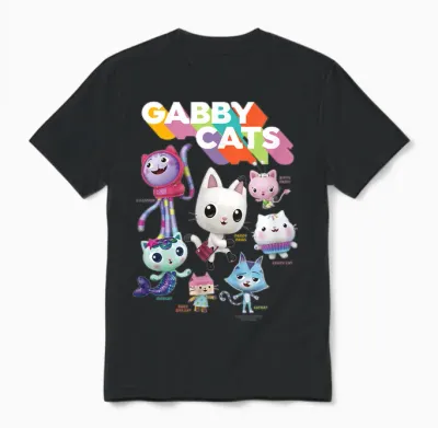 Gabby's Dollhouse Gabby Cats T-Shirt, Blue Unisex T-Shirt - Black