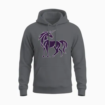 Design Horse Unicorn Unisex Hoodie - Charcoal