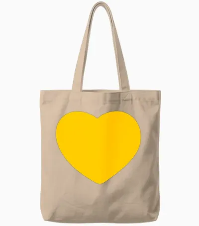 Heart Yellow Tote Bags - Natural