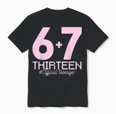 13. Geburtstag Shirt Lustiges Meme 67 Geburtstag 13 Für Teenager Mädchen Unisex T-Shirt - Black