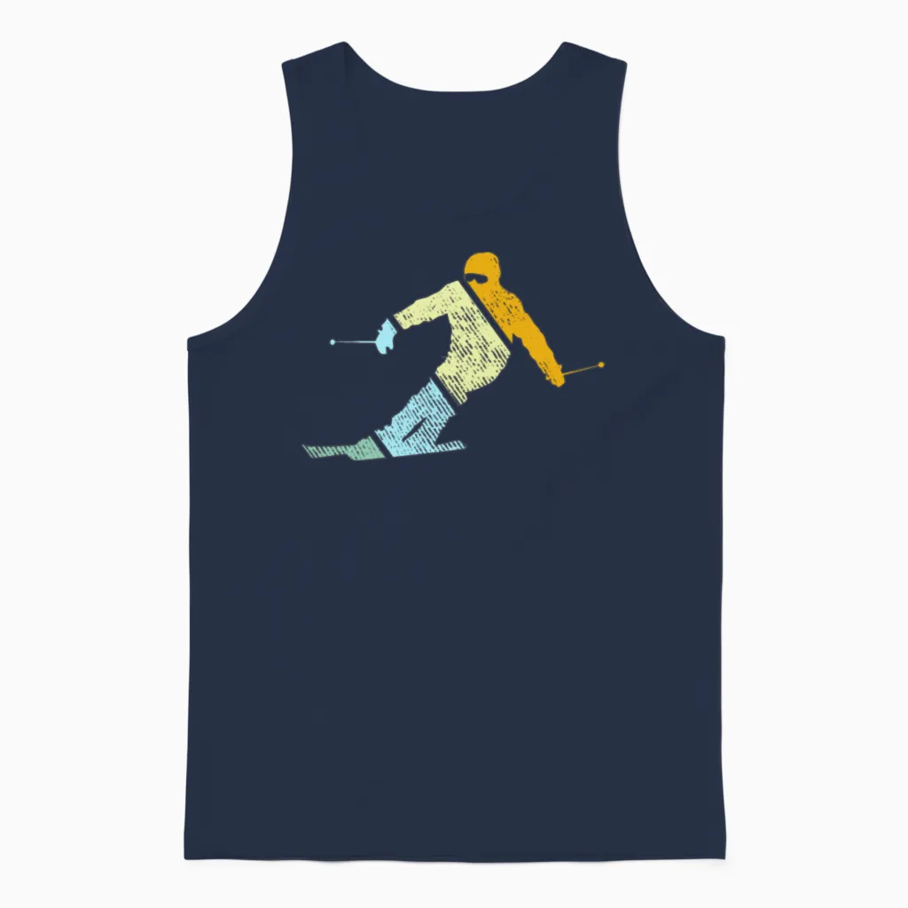 Ski Retro Unisex Tank Top in Navy