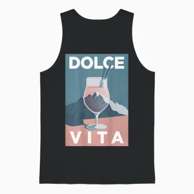 Dolce Vita X Painting Italia. Berge Wandern Spritz Backprint Unisex Tank Top - Black