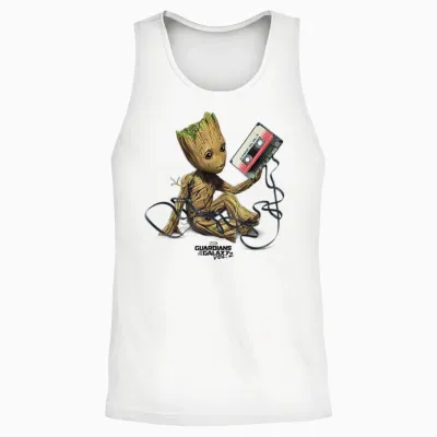 Marvel Guardians of the Galaxy Vol. 2 Groot Tape Portrait Unisex Tank Top - White