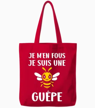 Insecte Petite Guêpe Humour Je M'en Fous Je Suis Une Guêpe Tote Bags - Red