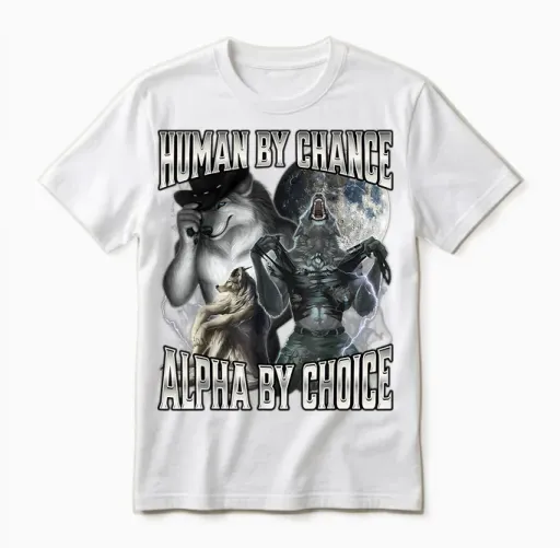 Human by Chance Alpha by Choice T-Shirt, Black, S Unisex T-Shirt in White