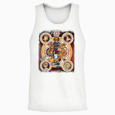 Disney Kingdom Hearts Group Shot Circles Unisex Tank Top - White