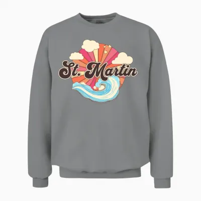 Saint Martin Caribbean Retro Unisex Sweatshirt - Sport Grey