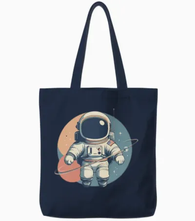 Cosmic Retro Astronaut Tote Bags - Navy
