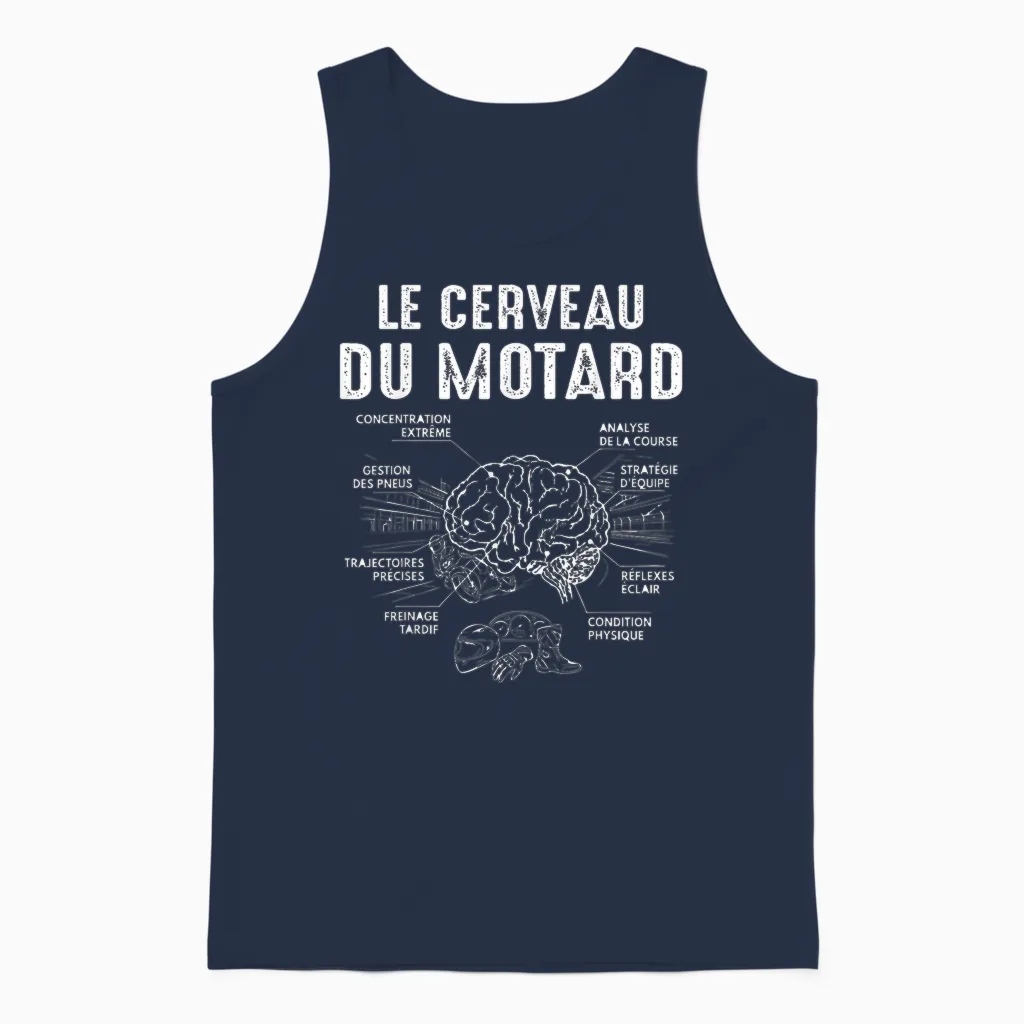 Moto Courses Le Cerveau Du Motard Motos Garçon Homme Drôle Unisex Tank Top in Navy