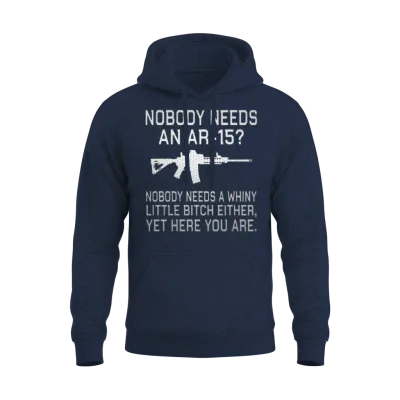 Nobody Needs an Ar15? Metallic Silver Unisex Hoodie - Navy