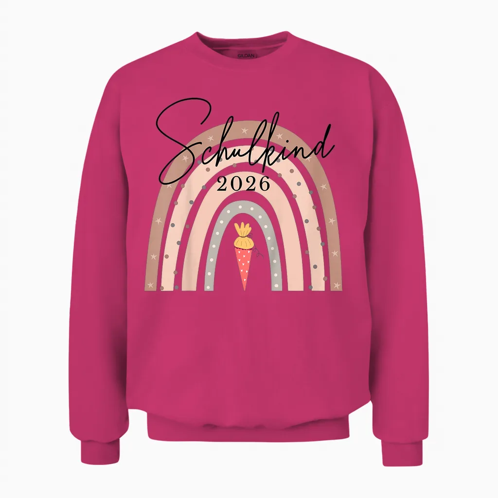 Schulkind 2026 Regenbogen Schultüte, Einschulung Mädchen Unisex Sweatshirt in Heliconia