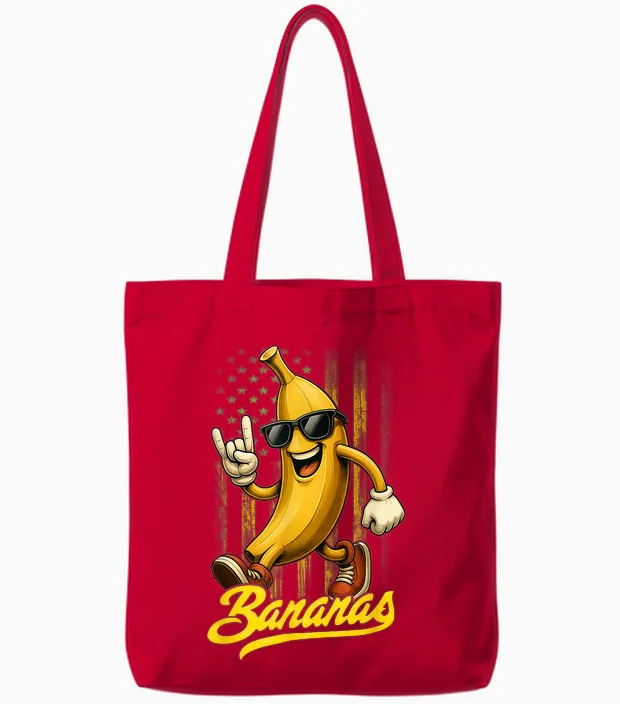 Funny Bananas Proud Name Retro American Flag Bananas Lover Tote Bags in Red