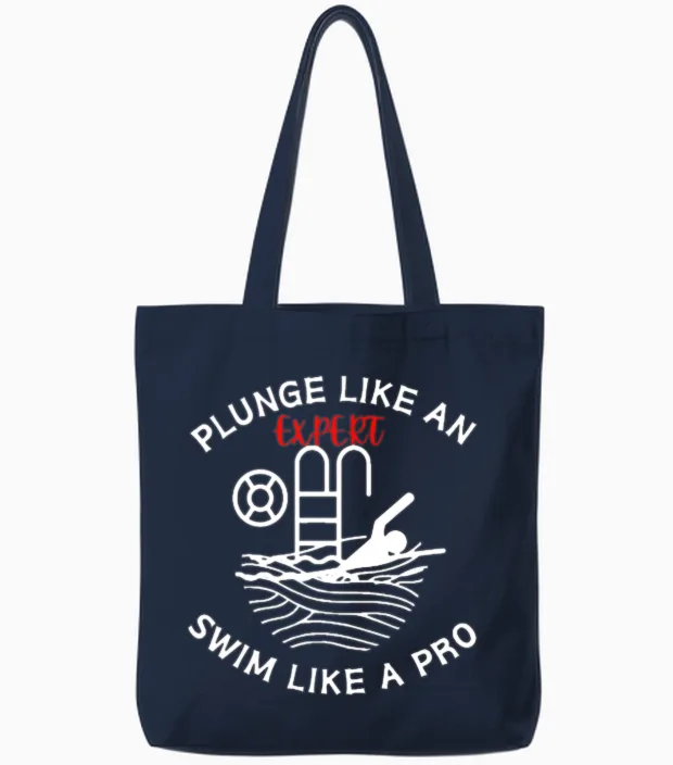 Swimming Quote Instructor Teacher Coach Guide Tote Bags in Navy